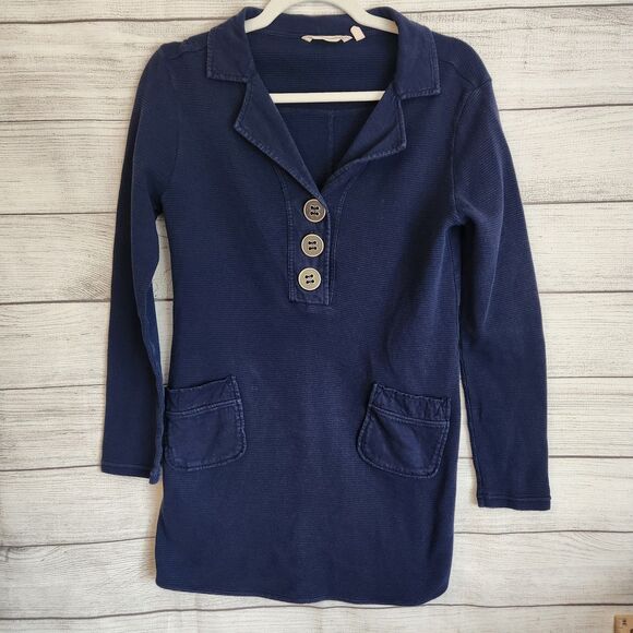Soft Surroundings Take Two Waffle kinit Tunic Small Blue fall 100% cotton top - Picture 1 of 8